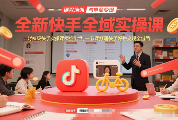 全新快手全域实操课，封神级快手实操课横空出世，一节课打通快手好物变现全链路-水滴知识网