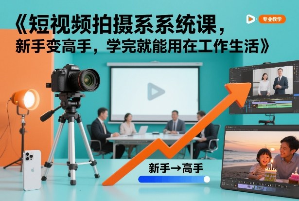 短视频拍摄系统课,新手变高手,学完就能用在工作生活-水滴知识网