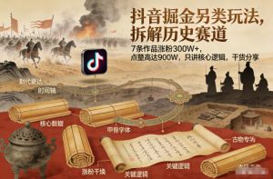 抖音掘金另类玩法,拆解历史赛道,7条作品涨粉300W+,点赞量高达900W,只讲核心逻辑,干货分享-水滴知识网