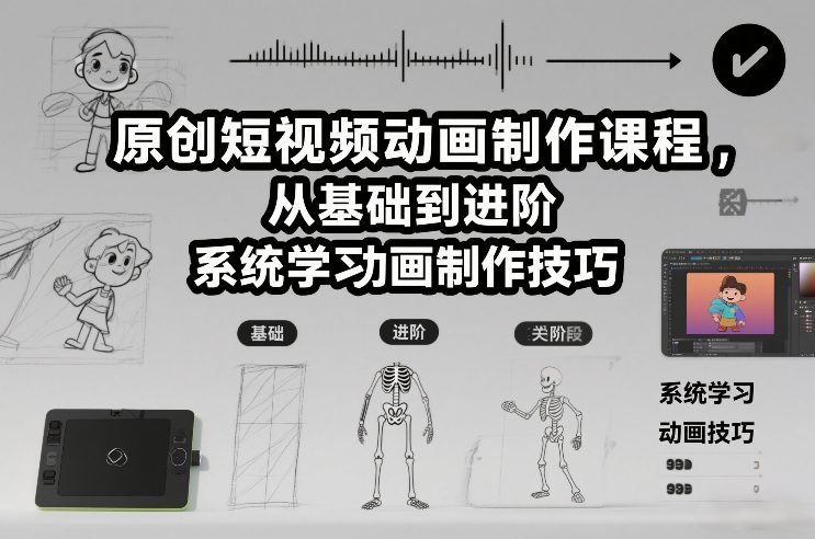 原创短视频动画制作课程,从基础到进阶,系统学习动画制作技巧-水滴知识网