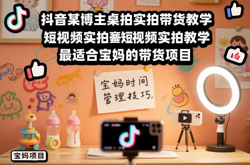 抖音某博主桌拍实拍带货教学,短视频实拍教学,最适合宝妈的带货项目-水滴知识网
