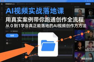 AI视频实战落地课,用真实案例带你跑通创作全流程,从0到1学会真正能落地的AI视频创作方法-水滴知识网