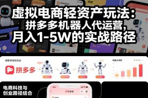 虚拟电商轻资产玩法:拼多多机器人代运营,月入1-5W的实战路径【揭秘】-水滴知识网
