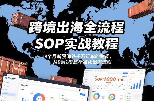 跨境出海全流程全盘托出SOP实战教程，9个月斩获海外千万订单的路径，从0到1搭建标准化出海流程-水滴知识网