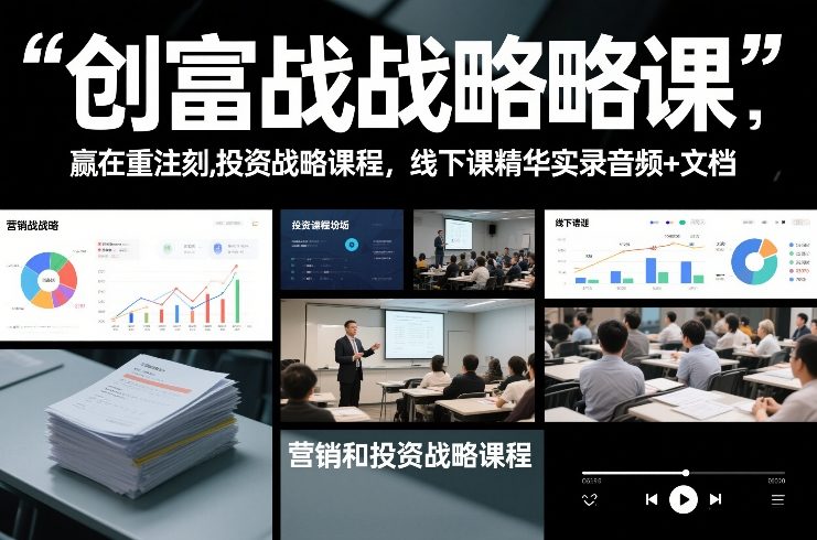 创富战略课,赢在重注时刻,营销和投资战略课程,线下课精华实录音频+文档-水滴知识网