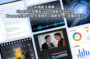 AI电影大师课:ChatGPT写脚本+Suno做配乐+Nano Banana生图+Veo生视频,打造爆款短片-水滴知识网