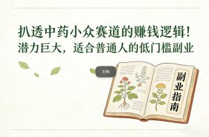 扒透中药小众赛道的賺米逻辑,潜力巨大,适合普通人的低门槛副业-水滴知识网
