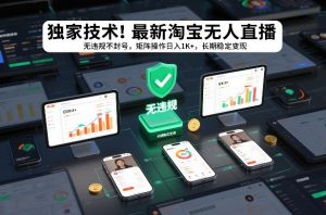 独家技术!最新淘宝无人直播:无违规不封号,矩阵操作日入1K+,长期稳定变现【揭秘】-水滴知识网