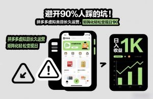 避开90%人踩的坑，拼多多虚拟类目长久运营，矩阵化轻松变现日1K【揭秘】-水滴知识网