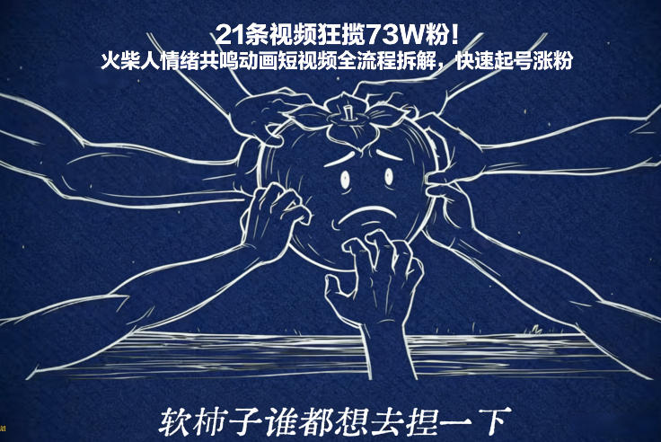 21条视频狂揽73W粉！火柴人情绪共鸣动画短视频全流程拆解，快速起号涨粉-水滴知识网