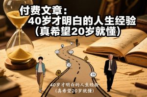 付费文章:40岁才明白的人生经验(真希望20岁就懂)-水滴知识网