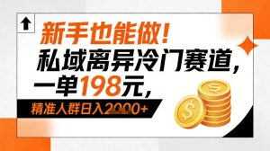新手也能做！私域离异冷门赛道，一单198，精准人群日入1k+-水滴知识网