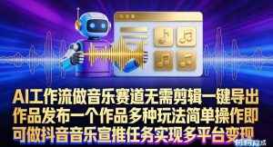 AI工作流做音乐赛道，无需剪辑，一键导出作品发布，一个作品多种玩法，简单操作即可做抖音音乐宣推任务-水滴知识网