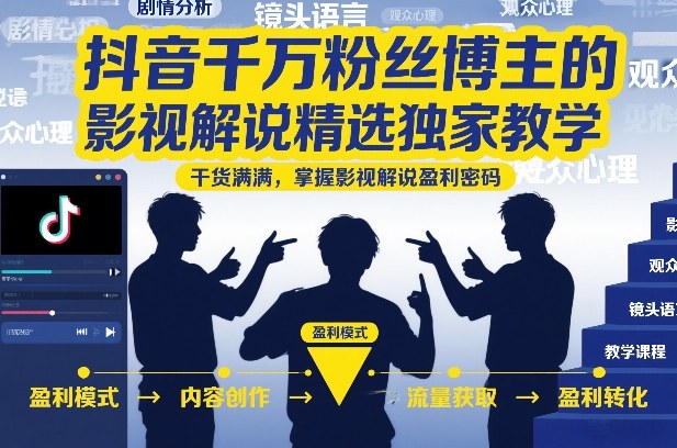 抖音千万粉丝博主的影视解说精选独家教学，干货满满，掌握影视解说盈利密码-水滴知识网