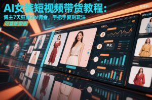 AI女装短视频带货教程:博主7天狂賺2W佣金,手把手复刻玩法,可直接照搬-水滴知识网