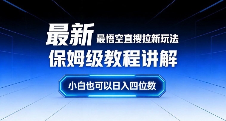 最新最悟空直搜拉新玩法保姆级教程讲解,小白也可以日入四位数-水滴知识网