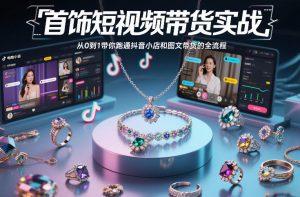 首饰短视频带货实战,从0到1带你跑通抖音小店和图文带货的全流程-水滴知识网