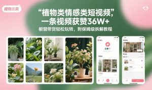 植物类情感类短视频,一条视频获赞36W+,橱窗带货轻松玩转,附保姆级拆解教程-水滴知识网