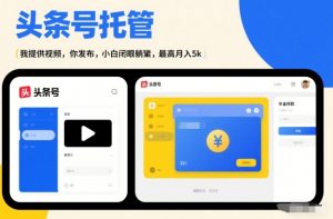 头条号AI托管，我提供视频，你发布，小白闭眼躺賺，最高月入5k+【揭秘】-水滴知识网