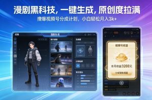漫剧黑科技，一键生成，原创度拉满，撸爆视频号分成计划，小白轻松月入3k+-水滴知识网