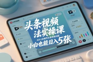 头条视频玩法实操课,从0-1全细节头条所有问题,小白也能日入5张-水滴知识网