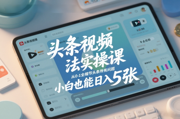 头条视频玩法实操课,从0-1全细节头条所有问题,小白也能日入5张-水滴知识网