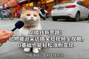 AI搞钱新思路！动物被迫采访搞笑短视频全攻略，0基础也能轻松涨粉变现-水滴知识网