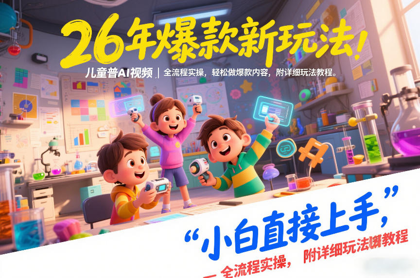 26年爆款新玩法,儿童科普AI视频,全流程实操,轻松做爆款内容,小白直接上手,附详细玩法教程-水滴知识网
