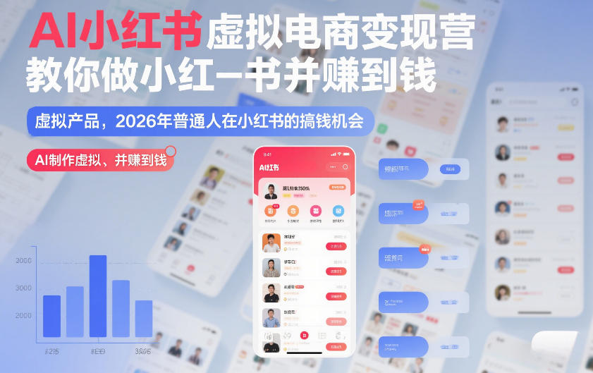 AI小红书虚拟电商变现营，教你做小红书并賺到钱，虚拟产品，2026年普通人在小红书的搞钱机会（更新中）-水滴知识网