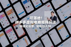 可落地！拼多多虚拟电商矩阵玩法，标准化运营，轻松日入1K+【揭秘】-水滴知识网