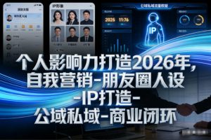 个人影响力打造2026年,自我营销-朋友圈人设-IP打造-公域私域-商业闭环-水滴知识网