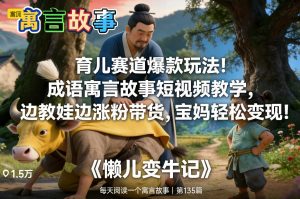 育儿赛道爆款玩法！成语寓言故事短视频教学，边教娃边涨粉带货，宝妈轻松变现！-水滴知识网