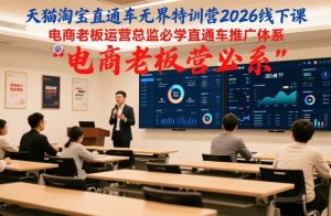 天猫淘宝直通车无界特训营2026线下课，电商老板运营总监必学直通车推广体系-水滴知识网