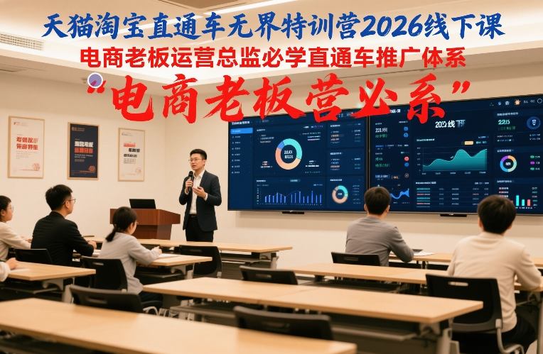 天猫淘宝直通车无界特训营2026线下课,电商老板运营总监必学直通车推广体系-水滴知识网