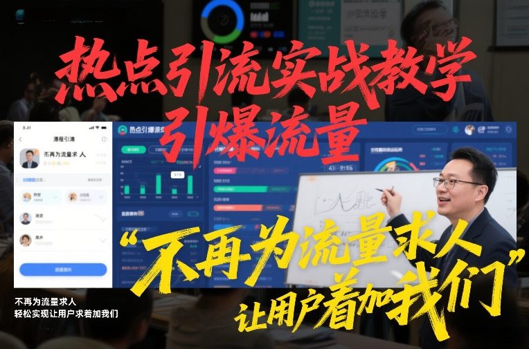 热点引流实战教学，引爆流量，不再为流量求人，轻松实现让用户求着加我们-水滴知识网