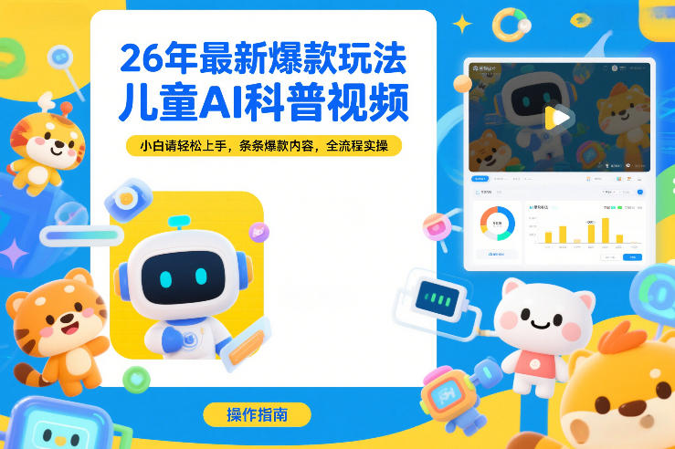 26年最新爆款玩法，儿童AI科普视频，小白请轻松上手，条条爆款内容，全流程实操-水滴知识网