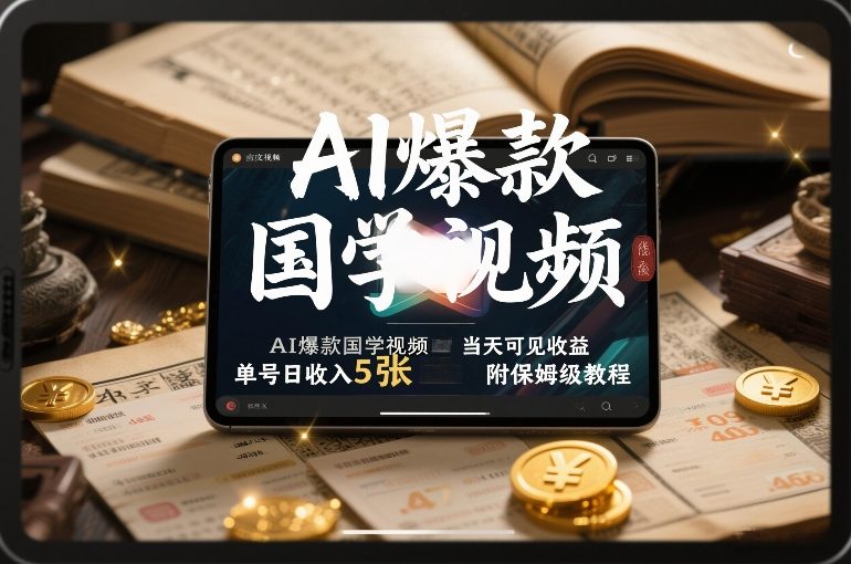 AI爆款国学视频，独家起号方法，小白直接上手，当天可见收益，单号日收入5张+附保姆级教程-水滴知识网