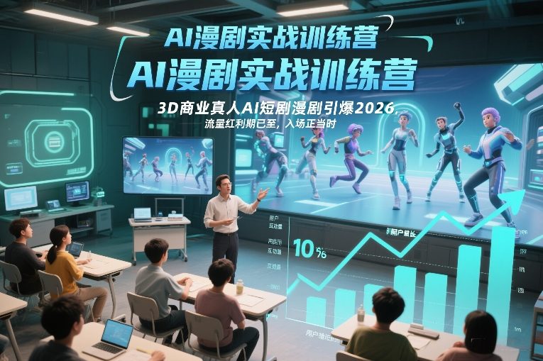 AI漫剧实战训练营,3D商业真人AI短剧漫剧引爆2026,流量红利期已至,入场正当时-水滴知识网