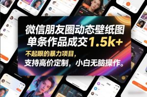 微信朋友圈动态壁纸图,单条作品成交1.5k+,不起眼的暴力项目,支持高价定制,小白无脑操作-水滴知识网