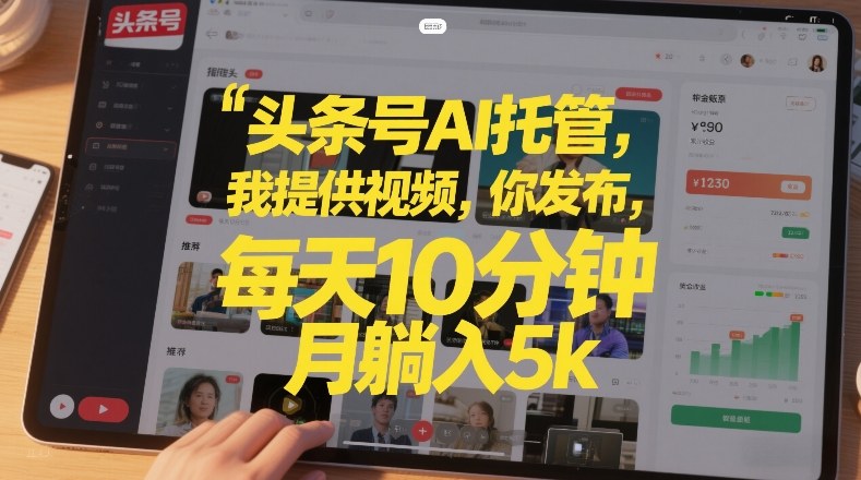 头条号AI托管,我提供视频,你发布,每天10分钟,月躺入5k+【揭秘】-水滴知识网