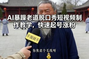 AI暴躁老道脱口秀短视频制作教学,快速起号涨粉-水滴知识网