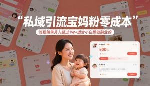 私域引流宝妈粉零成本流程简单月入超过1W+适合小白想做副业的-水滴知识网