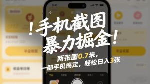 手机截图暴力掘金!两张图0.7米,一部手机搞定,轻松日入3张【揭秘】-水滴知识网