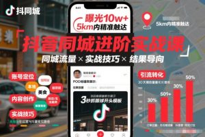 抖音同城进阶实战课,助你同城流量拿到结果-水滴知识网