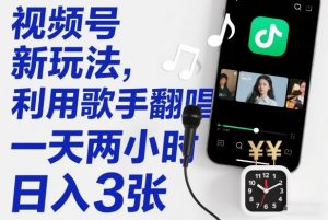 视频号新玩法,利用歌手翻唱,一天两小时,日入3张-水滴知识网