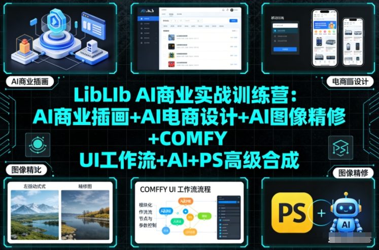 LibLIb AI商业实战训练营:AI商业插画+AI电商设计+AI图像精修+COMFY UI工作流+AI+PS高级合成-水滴知识网