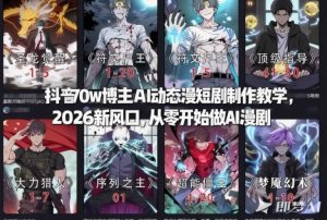 抖音70w博主AI动态漫短剧制作教学,2026新风口,从零开始做AI漫剧,普通人也能月入过W-水滴知识网