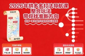2026年拼多多打法导航课，整合玩法，带你找准新方向，获得一套可操作可保存的玩法模板-水滴知识网