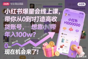 小红书爆量会线上课,带你从0到1打造高收益带货账号,想靠小红书带货年入100w?现在机会来了!-水滴知识网