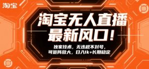 淘宝无人直播最新风口!独家技术,无违规不封号,可矩阵放大,日入1k+长期稳定【揭秘】-水滴知识网